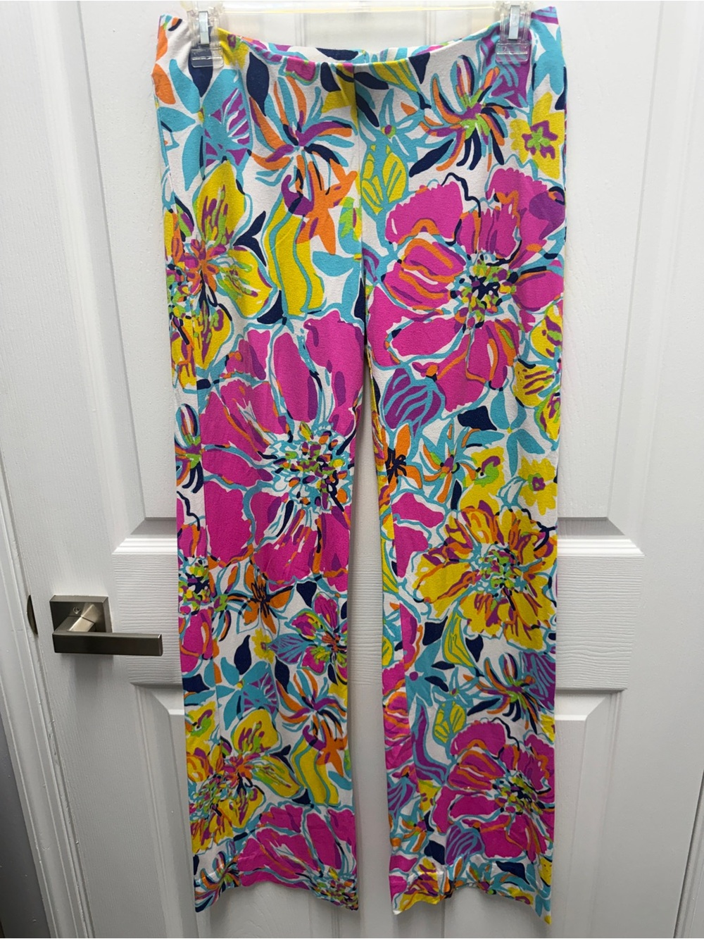Lili Pulitzer Georgia May Palazzo Pants Floral Fuchsia Pink Yellow Blue Small